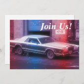 レトロ クラシック 70's カー 引退 誕生日パーティー 招待状 (正面/裏面)