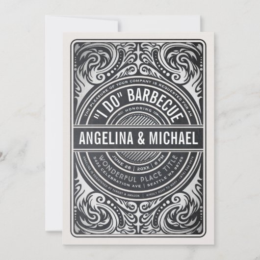 レトロ クラシック BBQ ウェディング 招待状 (正面)