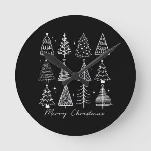 レトロ クリスマスツリー クラシック ラウンド壁時計
