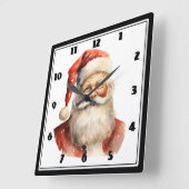 レトロ クリスマス サンタクロース スクエア壁時計 (傾斜)