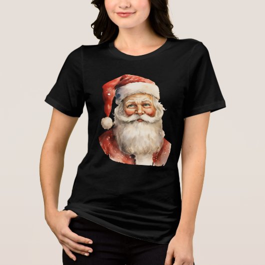 レトロ クリスマス サンタクロース トライブレンドＴシャツ (正面)