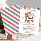 レトロ クリスマス サンタ フレンズマス ホリデーパーティー 招待状