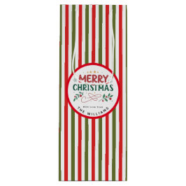 レトロ クリスマス ストライプ パターン オーダーメイド クリスマス ワインギフトバッグ