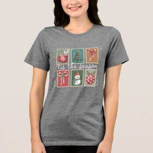 レトロ クリスマス ティス ザ シーズン もこもこ 冬 サンタ トライブレンドTシャツ