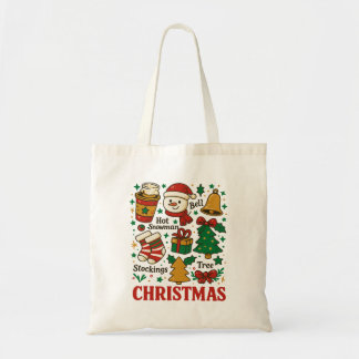 レトロ クリスマス ドゥードゥル トートバッグ