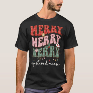 レトロ クリスマス ナース メリー 登録看護師 看護 Tシャツ