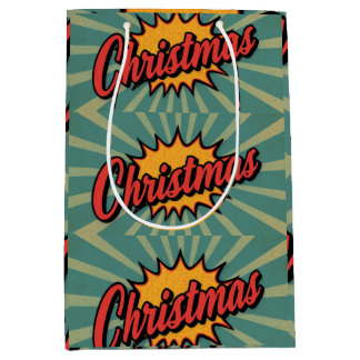レトロ クリスマス ミディアムペーパーバッグ