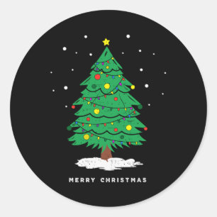 レトロ クリスマス メリークリスマス ツリーライト  ラウンドシール