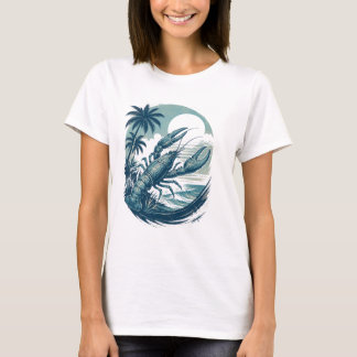 レトロ・クロウフィッシュTシャツ（女性用） トレンディな夏のスタイル Tシャツ