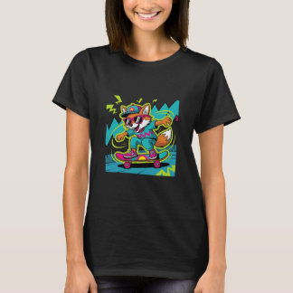 レトロ クール フォックス スケートボーダー ファンキー ヴィンテージ スケーター A Tシャツ