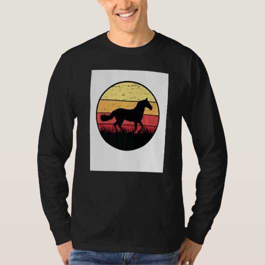 レトロ グラフィック 馬好き 馬術ライダー 馬 Tシャツ (正面)