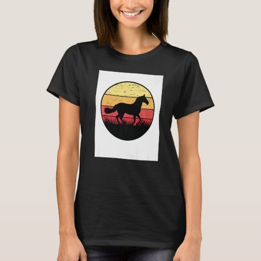 レトロ グラフィック 馬好き 馬術ライダー 馬 Tシャツ (正面)