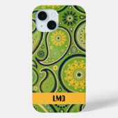 レトロ グリーン+イエロー ペイズリー デザイン Case-Mate iPhoneケース (裏面)