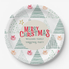 レトロ グリーン クリスマスツリー モダン アブストラクト ユニーク ペーパープレート