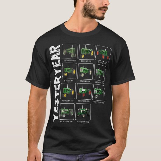 レトロ グリーン トラクター 昔懐かしい ビンテージ Tシャツ (正面)