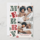 レトロ グリーン レッド メリー クリスマス 2枚 写真入り (正面)