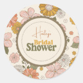 レトロ・グルービー70's テーマのウェディング ラウンドシール (正面)