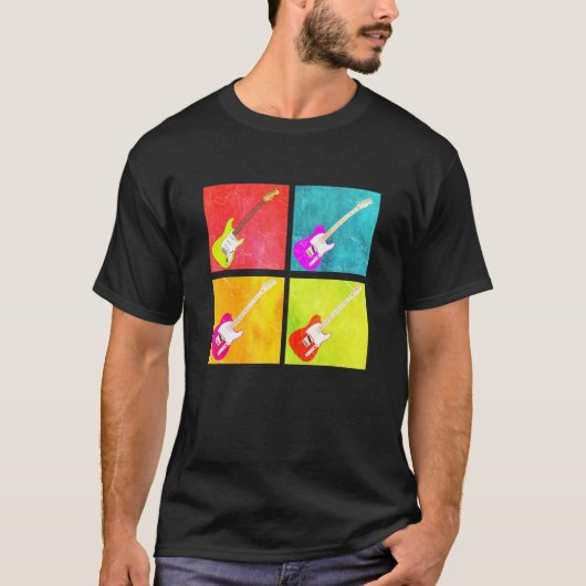 レトロ グルービー ギター トレンディ Tシャツ (正面)