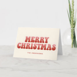 レトロ グルービー グラデーション スクリプト メリークリスマス シーズンカード