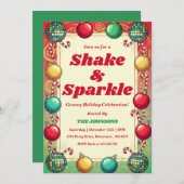 レトロ・グルービー「シェイク＆スパークル」ホリデーパーティー 招待状 (正面/裏面)