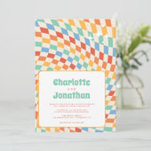 レトロ グルービー ノスタルジア ブライト ウェディング 招待状 (スタンド正面)