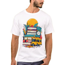 レトロ グルービー バック トゥ スクール サプライ バッジ Tシャツ