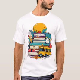 レトロ グルービー バック トゥ スクール サプライ バッジ Tシャツ