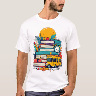 レトロ グルービー バック トゥ スクール サプライ バッジ Tシャツ