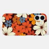 レトロ グルービー ヒッピー フラワー 赤 青 白 黄 Case-Mate iPhoneケース (裏面 (横))