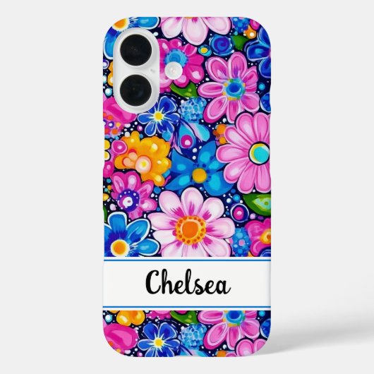 レトロ グルービー フラワー 名入れ Case-Mate iPhoneケース (裏面)