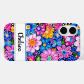 レトロ グルービー フラワー 名入れ Case-Mate iPhoneケース (裏面 (横))
