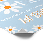 レトロ・グルービー・ワン・ボーイのファーストバースデー・ウェルカム ポスター (角)