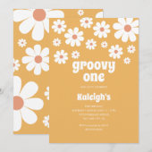 レトロ・グルービー・ワン 70年代スタイルの誕生日招待状 招待状 (正面/裏面)