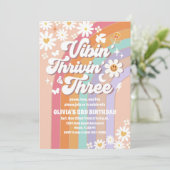 レトロ グルービー 3歳 誕生日 招待状 (スタンド正面)