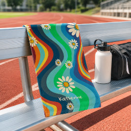 レトロ グルービー 70年代 レインボーデイジー 名前 スポーツ ハンドタオル