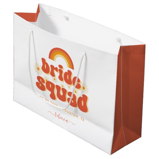 レトロ グルーヴィーなダイシーの花嫁チーム バチェロレッテパーティー ラージペーパーバッグ (正面アングル)