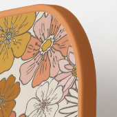 レトロ&グルーヴィーピンクブラウンフローラルパターン ピックルボールラケット (左詳細)