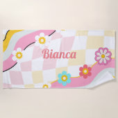 レトロ グルーヴィー オーダーネーム ビーチタオル ブライズメイド (正面)