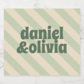 レトロ グルーヴィー カラフル ウェーブ ボーホー ウェディング スパークリングワインラベル (シングルラベル)