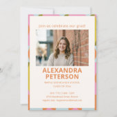 レトロ グルーヴィー カラフル フォト 卒業パーティー 2026 招待状 (正面)