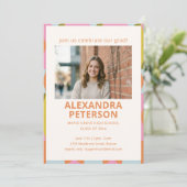 レトロ グルーヴィー カラフル フォト 卒業パーティー 2026 招待状 (スタンド正面)