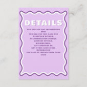 レトロ グルーヴィー スクウィグル ウェーブ カーブ パープル ウェディング エンクロージャーカード (正面)