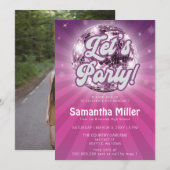 レトロ グルーヴィー ディスコ パーティー フォト 卒業 招待状 (正面/裏面)