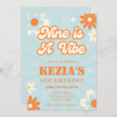レトロ グルーヴィー ナインはバイブの誕生日招待状 招待状 (正面/裏面)