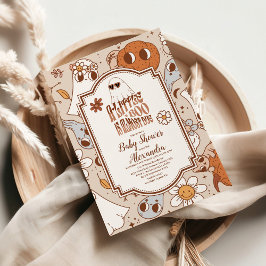 レトロ グルーヴィー ハロウィン リトル ブゥ ベイビー シャワー 招待状