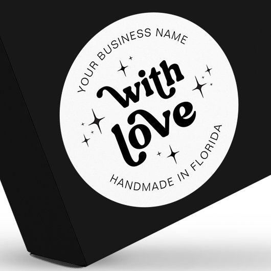 レトロ グルーヴィー ハンドメイド ウィズ ラブ ビジネス ラベル