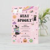 レトロ グルーヴィー ヒッピーのハロウィン 誕生日招待状 招待状 (スタンド正面)