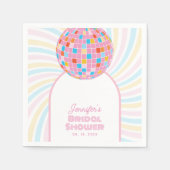 レトロ グルーヴィー ピンク ディスコボール 70年代 80年代 ブライズシャワー スタンダードカクテルナプキン (正面)