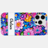 レトロ グルーヴィー フラワー柄 オーダーメイド Case-Mate iPhoneケース (裏面 (横))