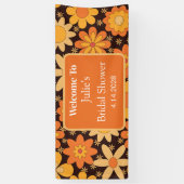 レトロ グルーヴィー フラワー オレンジ黄色 ブライダルシャワー 横断幕 (縦)